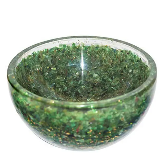 Green Aventurine Orgone Bowl Wholesale Crystal Healing Engraved Usui Reiki Symbols Gemstone Positive Energy Gemstone