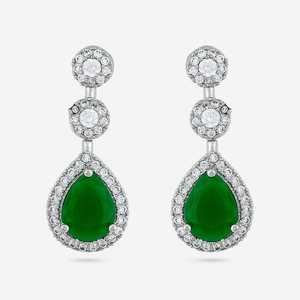 Boucles d'oreilles pendantes en zircon - Forme goutte d'eau en alliage de zinc - Product Image 1