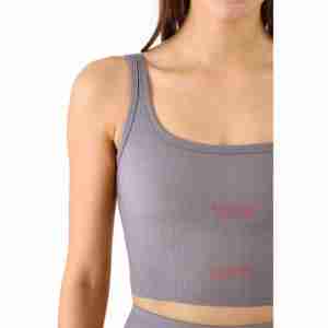 Wholesale Women's Sports <b>Cropped</b> Tank <b>Tops</b> Rib-Knit O-Neck Casual Thin Straps Gym Fitness Breathable Quick-Dry Polyester/Cotton - Product Image 3