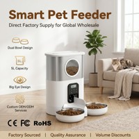 Vente directe usine Distributeur automatique d'aliments pour animaux 5L avec double gamelle en acier inoxydable et écran LCD, vente en gros pour chiens et chats