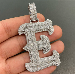 Joyería Hip Hop Personalizada al por Mayor, Colgante de Letra con Nombre Inicial, Chapado en Platino/Oro, con Incrustaciones de Moissanita, Plata 925, Unisex - Product Image 1