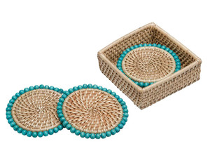 Sous-verres élégants en rotin avec des Accents de Texture en bois, perles autour de la tasse, assiettes de Base, coussins chauds isolés, Pot salle à manger - Product Image 5