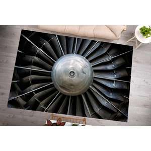 Aircraft Patchwork Wool Rug-Traditional <b>Man</b> Cave Office Area Rug Eco-Friendly Nonwoven Soft <b>Latex</b> Backed - Product Image 3