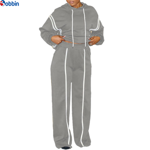 Conjunto Deportivo Estampado para Invierno, Cómodo, Estilo Hip Hop, Hombros Caídos, 100% Algodón, Diseño 2 en 1, Tallas Grandes para Mujer, Nueva Llegada - Product Image 5
