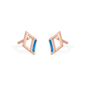 Boucles d'oreilles géométriques plaquées rhodium et or avec accent perlé - Product Image 4