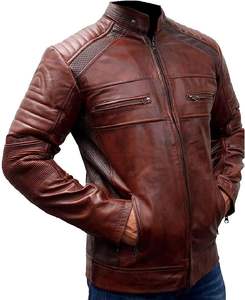 Chaqueta de cuero para hombre, estilo motero, de piel de cordero auténtica, material de alta calidad, chaqueta de cuero para hombre. - Product Image 1