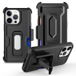เคส iPhone 15 Pro Max 6.7 นิ้ว แบบมีขาตั้งพร้อมช่องใส่บัตร สีดำ - Product Image 1