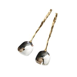 Service à salade de luxe en acier inoxydable Offre Spéciale avec belle poignée avec Design en marbre, ensemble de couverts à poignée faite à la main - Product Image 4