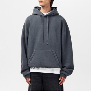 Sweat à capuche streetwear surdimensionné pour hommes sweat à capuche uni de couleur unie avec cordon de serrage réglable avec poches avant pour un usage quotidien - Product Image 3