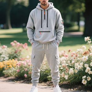 Ensemble de survêtement pour homme en molleton épais, sweat-shirt à capuche et pantalon de jogging, vêtements de sport décontractés, fabrication en usine - Product Image 4