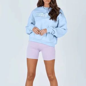 Haute qualité polaire coton surdimensionné pull col rond sweat femmes logo personnalisé broderie graphique sweats à capuche femmes Streetwear - Product Image 5