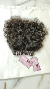 Extensions naturelles de cheveux humains bouclés profonds de donneur à tête unique Collection de temples indiens bruts non transformés de Tamil Nadu Chennai - Product Image 6