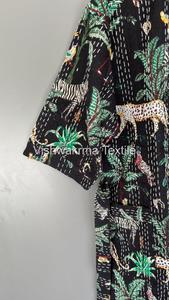 Chaqueta Acolchada Kantha Hecha a Mano en India, Ropa de Invierno para Mujer, Batas de Algodón con Rayas, Ecológica - Product Image 2