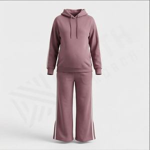 ชุดวอร์มเรียบง่ายสำหรับผู้หญิง แฟชั่น 2 ชิ้น ชุดออกกำลังกายคอวี สำหรับฤดูหนาว ชุดกีฬา ชุดฟิตเนส - Product Image 1