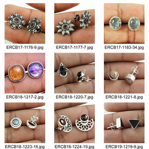 925 plata esterlina blanco turquesa flor bisel conjunto forma redonda minimalista piedras preciosas pendientes de tuerca joyería para mujer - Product Image 6