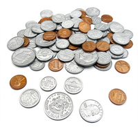 PLOMA 94 Piezas de Monedas de Dólar Estadounidense de Plástico No Tóxico (30+20+4+30) para Niños de 2 a 7 Años, Juguete Educativo