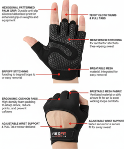 Best Sale Pure Quality Half-Finger Gym <b>Gloves</b> Wrist Support <b>Gloves</b> Breathable Gym <b>Gloves</b> for Unisex Heavy Duty <b>Lifting</b> <b>Gloves</b> - Product Image 6