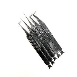 แหนบต่อขนตาเคลือบสีแวววาวสีเงินแหนบต่อขนตาแบบญี่ปุ่นรูปผีเสื้อออกแบบได้ตามต้องการ - Product Image 2