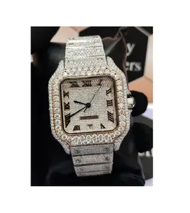 Relógio de hip hop com diamantes para homens, banhado a ouro 10k 14k, prata 925 real, joia de diamante de alta qualidade, diamante cultivado em laboratório, ideal para venda