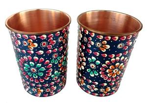 Verre artisanal vintage imprimé en cuivre pur, écologique, grande capacité, pour boire de l'eau, aspect authentique, usage domestique - Product Image 3