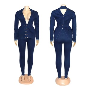 Vestes en jean longues bleu OEM de haute qualité fabriquées sur mesure Veste en jean pour femmes Vente en gros Vestes en jean Fournisseurs avec logo personnalisé - Product Image 5