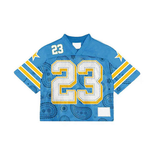 Maillot de football américain personnalisé pour hommes adultes avec manches courtes respirantes et impression par transfert thermique du nom de l'équipe - Product Image 3