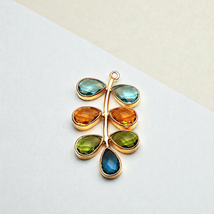 Charmes en argent 925 avec pierre précieuse multicolore en forme de poire 4x6mm - Fournitures de fabrication de bijoux DIY - Product Image 1