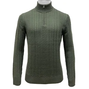 FW23 pull-over à manches longues tricoté en Jacquard pour homme, pull-over en laine mérinos, demi-fermeture éclair, haute qualité, populaire et personnalisé