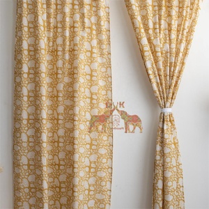 Cortinas al por mayor 100% algodón indio con estampado floral a mano para sala de estar y oficinas - Product Image 5