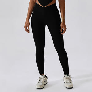 Leggings de yoga et de sport pour femmes, personnalisés en gros, pour l'export, effet seconde peau, couleur unie, taille haute, effet push-up, longueur intégrale - Product Image 1