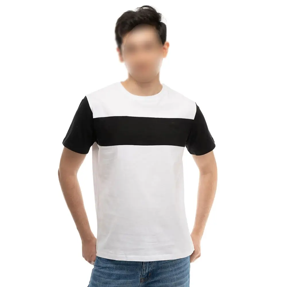 Colore nero e bianco contrasto abbigliamento uomo Design unico comodo migliori tessuto maniche corte da uomo T-shirt