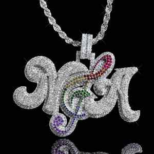 Charm Personalizado con Inicial, Estilo Hip Hop, Chapado en Oro de 14K sobre Plata 925 con Moissanita VVS, Joyería de Regalo con Brillo - Product Image 1