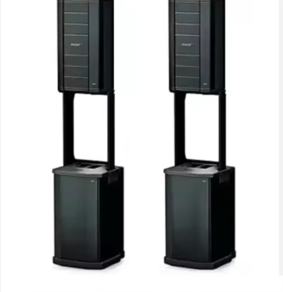Black Tower Speaker System With Subwoofer Base Dual Unit Design