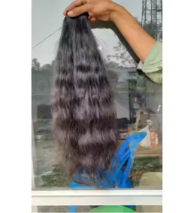 Premium Quality Machine Wefted Virgin Indian Remy <b>Hair</b> Unprocessed Natural Black Wavy Style Made in India - Product Image 3