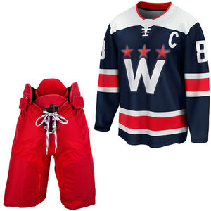 ออกแบบชุดเสื้อและกางเกงฮอกกี้น้ำแข็งโลโก้แบบกำหนดเองของคุณเอง ชุดกีฬาแห้งเร็ว ผลิตจากโพลีเอสเตอร์ 100% - Product Image 1