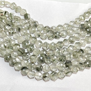 8MM vert rutile à facettes forme hexagonale perles de pierres précieuses naturelles support perceuse 6 pouces brin fantaisie perles fournitures - Product Image 5