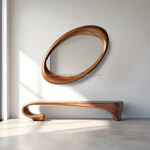 KALATRI Handmade Eco-Friendly <b>Lightweight</b> Classic Art Deco Asymmetrical Irregular Wavy Large Wooden Home Hotels Vanity Wall - Product Image 4