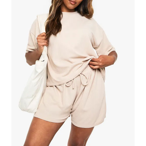 Conjunto de 2 piezas de verano para mujer Ropa de calle de color sólido de secado rápido y cómodo Precio al por mayor hecho profesional - Product Image 3