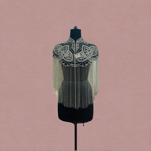 เดรสคลุมไหล่ประดับลูกปัดสำหรับผู้หญิงเดรสสำหรับคลับตอนเย็นพร้อมผ้าม่านประดับไข่มุกที่สง่างามชุดเดรสขนาดใหญ่พิเศษ - Product Image 3