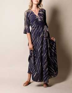 Robe longue Boho grande taille pour femmes, vêtements de plage à col en V d'été avec manches 3/4, taille naturelle, style tissé écologique - Product Image 5