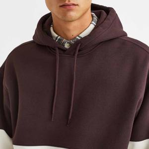 Nouveaux hommes de haute qualité bloc de couleur blanc et marron couleur sweat à capuche votre propre cou étiquette impression étiquette sweats à capuche - Product Image 5