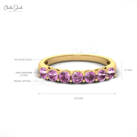 New Hot Selling Brilliant Cut 0,7 Ctw Pink Saphir Half Eternity Band 14 Karat Massiv gold Sieben Stein Versprechen Ring Großhandel Schmuck