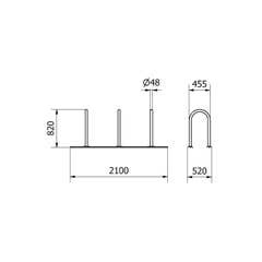 Sistema di supporto a binario con 3 supporti in tubo rotondo Ø 48 mm – 2100 × 460 mm, da avvitare, grigio - Product Image 4