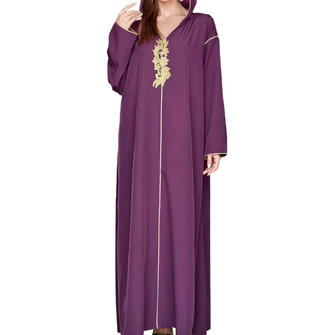 Novo 2023 Outono novo estoque Alta qualidade belo desejo diário Dubai muçulmano com capuz abaya do Oriente Médio Vestido feminino em estoque
