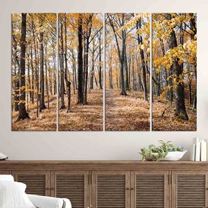 Toile imprimée Forêt d'automne : élégante œuvre d'art paysagère pour la décoration intérieure, lot de 4 toiles - Product Image 1