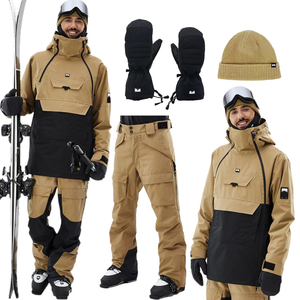 Combinaisons de ski unisexes, design personnalisé, respirantes, coupe-vent, imperméables, fermeture éclair, veste et pantalon de snowboard en nylon/coton, logo personnalisé - Product Image 1