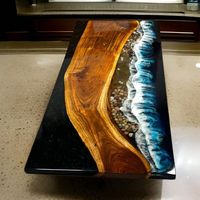 USER HANDCRAFT TABLE RONDE EN RÉSINE ÉPOXY POUR SALLE À MANGER Meubles Table de rivière en bois et résine pour la maison et le bureau