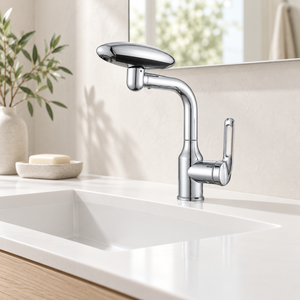 Robinet de lavabo électrique WYRAX Libert au design moderne en laiton, réglable 4 vitesses, avec sortie d'eau, universel, rotatif, à poser sur le comptoir pour salle de bain - Product Image 6