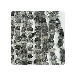 Perles de pépites à facettes en quartz rutile noir naturel du Sri Lanka 8 pouces - Product Image 2