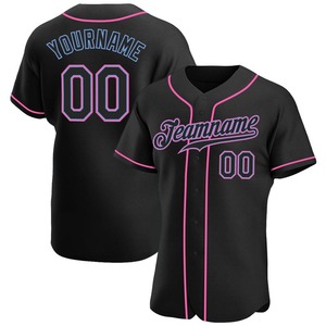 Ropa de equipo personalizada más vendida, camiseta de béisbol auténtica en negro y rosa personalizada - Product Image 1